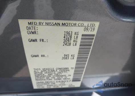 2020 Nissan Altima S Fwd из США, поврежденный, VIN 1N4BL4BV4LC169057